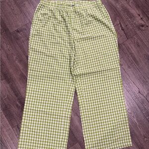 SHEIN Green Checkered Wide Leg Pants